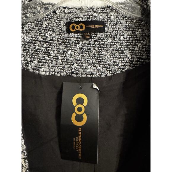 COC Clothing Obsessed Company Tweed Jacket Black White 2X Academia Office - Picture 4 of 16